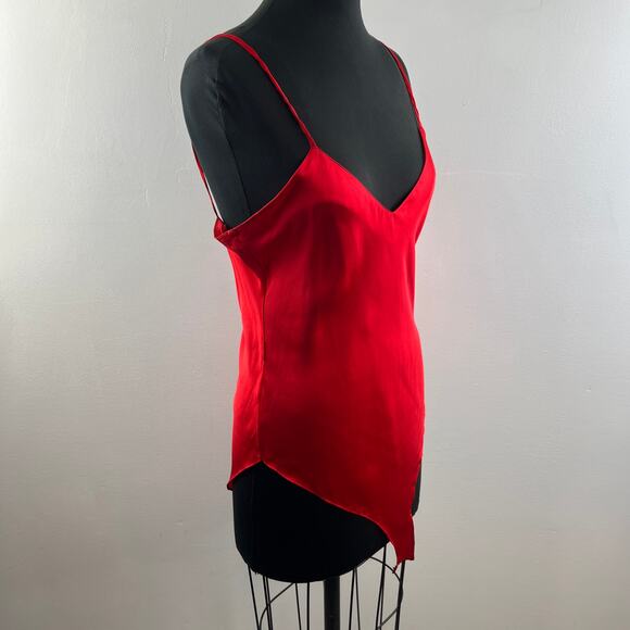 Vintage TREESHA Vibrant Red Silk BodySuit Womens Classic Teddi Tank L Large NEW - Picture 5 of 11